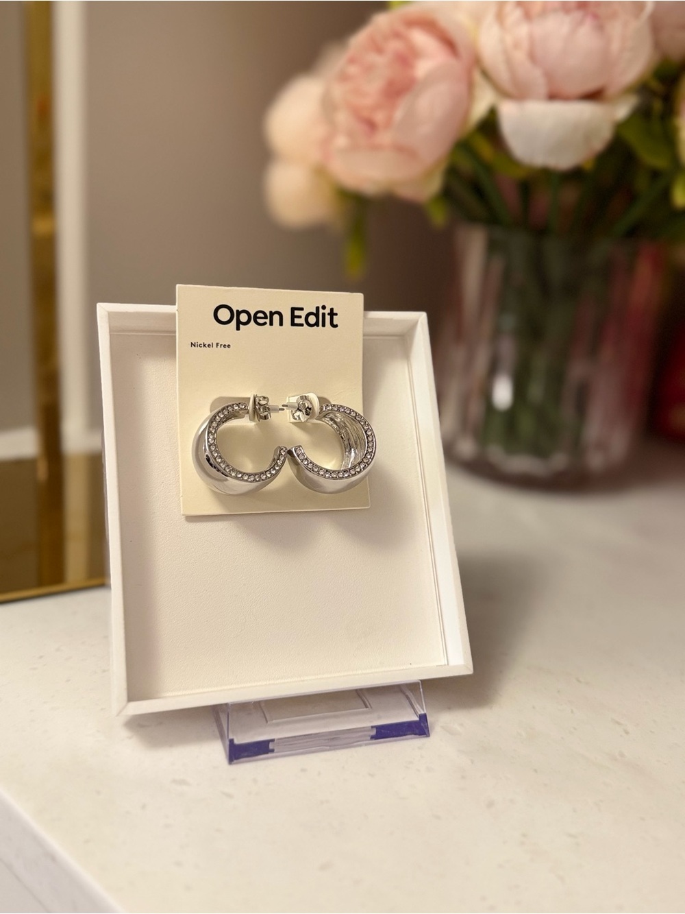 Open edit NWT Silver Pavé Large Huggie Hoop Earrings